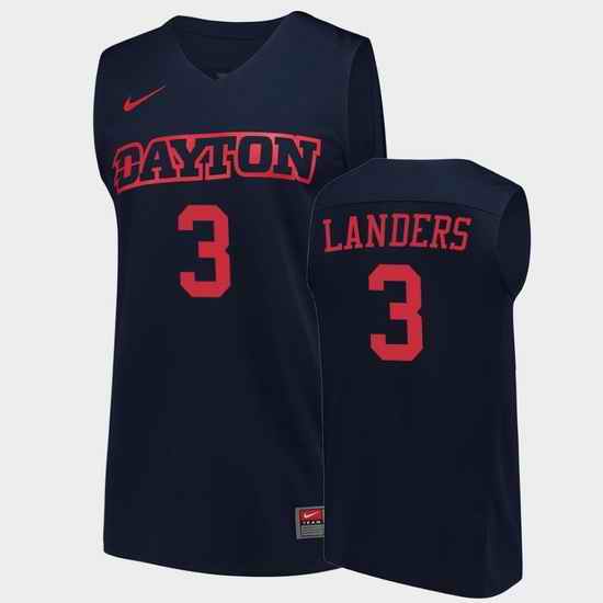 Men Dayton Flyers Trey Landers College Basketball Navy Jersey 0A